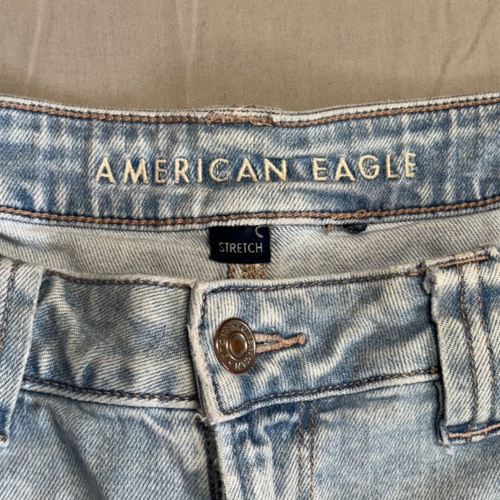 American Eagle Super High-Rise Baggy Wide Leg Cargo Jeans Light Size 12 Regular - Picture 3 of 12